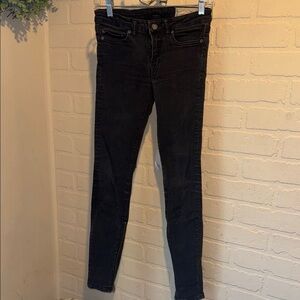 All Saints jeans black faded distressed skinny zipper ankles